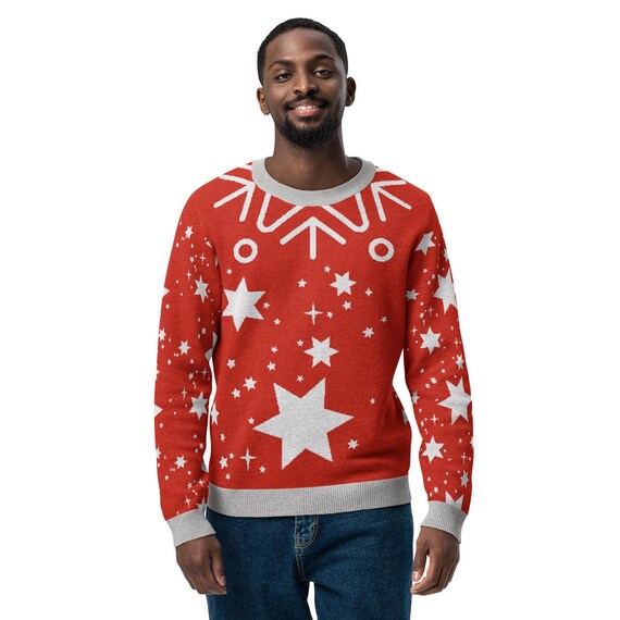 Knitted Jewish Star of David Sweater, Ugly Hanukkah Sweater