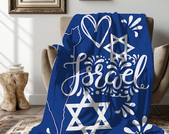 Love Israel velveteen blanket, Star of David  gift, Chanukah gifts  Israel pride, Jewish gift