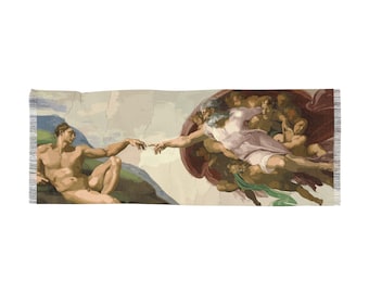 The Creation of Adam Scarf, fine art scarf,   , Boho Fine art gift, spring Scarf,  Renaissance