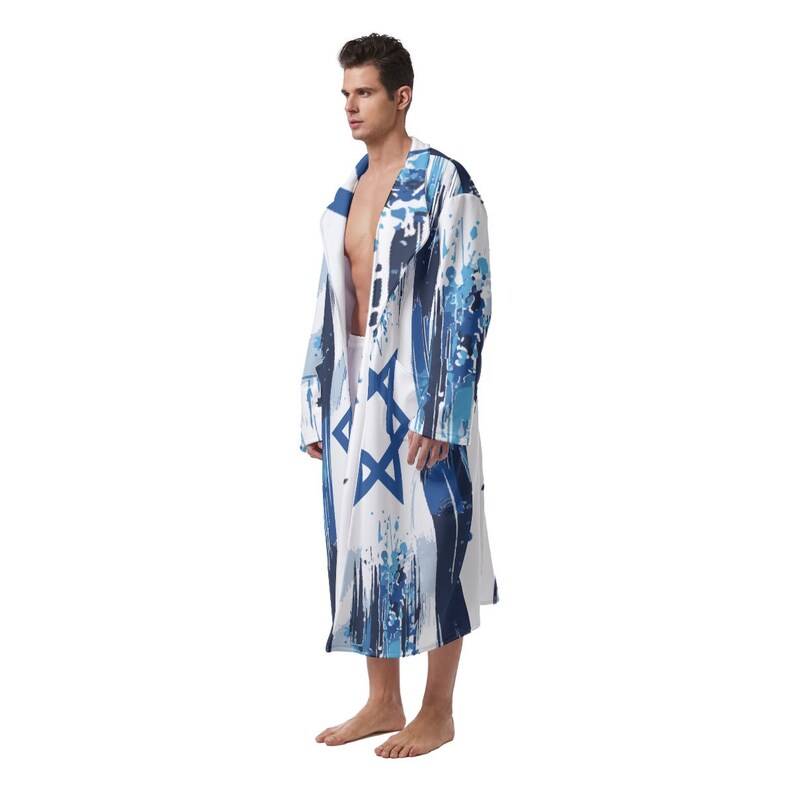 Israeli Bath Robe Stand With Israel Heavy Fleece Robe With Pockets, Love Israel Apparel ...