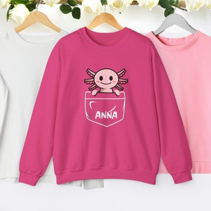Custom Name Axolotl Sweatshirt , Personalized Name /  Axolotl HOODIE   many colors available ,  Axolotl  Hoodie Kawaii Hoodie up to 5 XL!