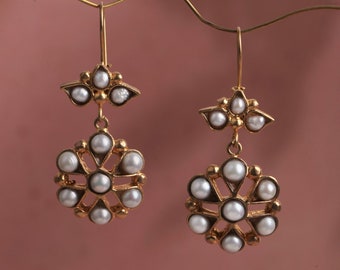 Gold Earrings, Pearl Earrings, Turkish Handmade Earrings, Turkish Jewelry