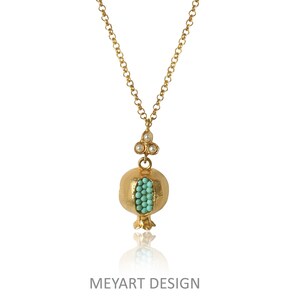 Collar de granada turquesa hecho a mano: joyería turca de oro