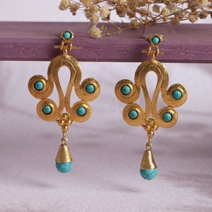 Handmade Authentic Earrings, Turquoise Earrings, Turkish Handmade Earrings, Turkish Jewelry, Bohemian Earrings