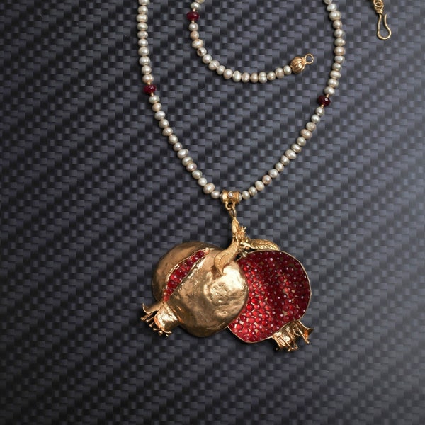 Pomegranate Design Necklace, Pomegranate Necklace, Handmade Design Jewelry, Turkish Handmade Jewelry, Turkish Jewelry