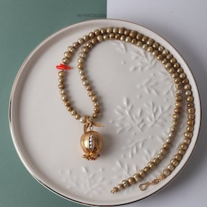 Pearl Design Necklace, Pomegranate Necklace, Handmade Design Jewelry, Turkish Handmade Jewelry, Turkish Jewelry, Pomegranate Necklace