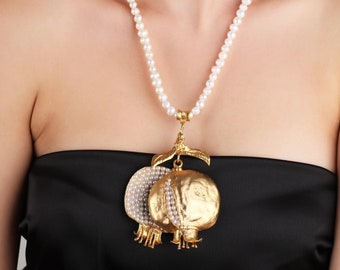 Handmade Pomegranate Necklace: 18k Gold-Plated Turkish Jewelry