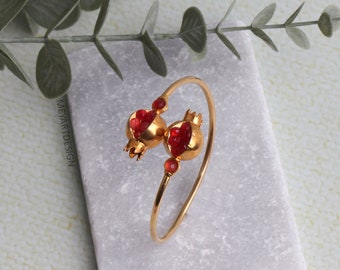 Pulsera de granada hecha a mano: joyería turca de oro