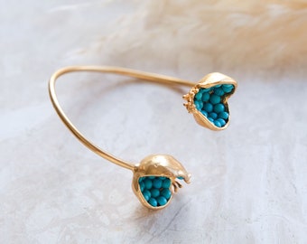 Pulsera de granada: joyería turca hecha a mano en oro de 18 quilates