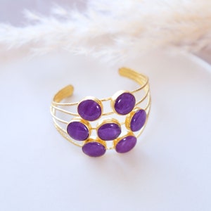 Purple Handmade Bracelet, Turkish Handmade Jewelry, Gold Bracelet