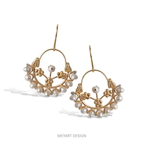 Gold Pearl Earrings: Turkish Handmade Jewelry