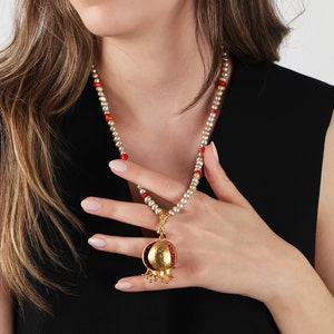 Pearl Design Necklace, Pomegranate Necklace, Handmade Design Jewelry, Turkish Handmade Jewelry, Turkish Jewelry, Pomegranate Necklace