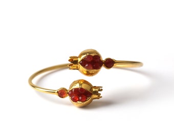 Pulsera de granada hecha a mano: joyería turca de oro