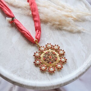 Red Handmade Nacklaces, Silk Necklaces, Authentic Necklace, Turkish Handmade Jewelry, Turkish Jewelry