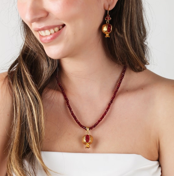 Handmade Necklace Year Necklace Pomegranate Design Necklace