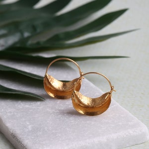 Gold Hoop Earrings: Turkish Handmade Bronze Jewelry