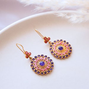 Handmade Turkish Earrings: Pink & Purple Bohemian Jewelry