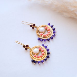 Handmade Turkish Earrings: Gold Bohemian Jewelry with Gemstones