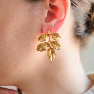Gold Leaf Earrings: Turkish Handmade Jewelry