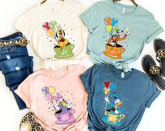 Mickey And Friends Shirt, Disney Teacup Shirt, Disney Character Shirt, Mickey Balloon Shirt, Disney Vacation Shirt, Disney Trip Shirt