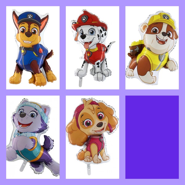 Large Paw Patrol balloon Chase, Marshall, Everest, Skye & Rubble party birthday decoration