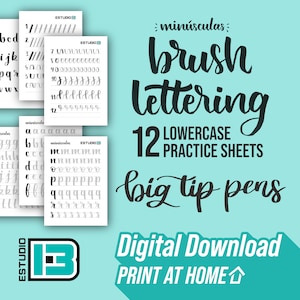 Hand Lettering Worksheets for Big Tip Pens, hand lettering practice sheets, Calligraphy Worksheets, valentines handmade gift