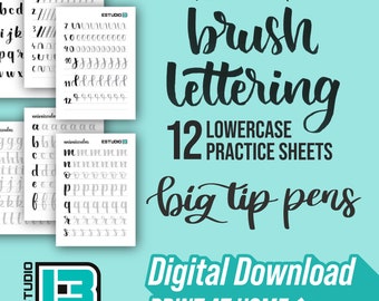 Hand Lettering Worksheets for Big Tip Pens, hand lettering practice sheets, Calligraphy Worksheets, valentines handmade gift
