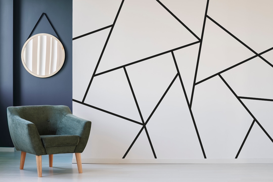 Black Lines Wall Decals, Decorative Vinyl Black Lines, Geometric Lines, Minimal Wall Decals
