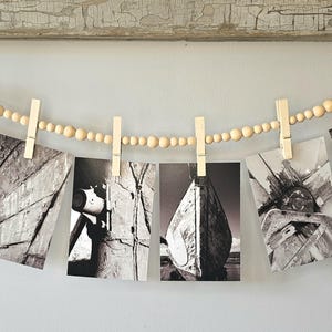 Wood bead garland | Garland with clips | Photo display | Kid&#39;s art display | Nursery decor |  Kids room decor