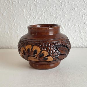 Vintage Korond Pottery Vase l Hand-Carved Eastern European Folk Art