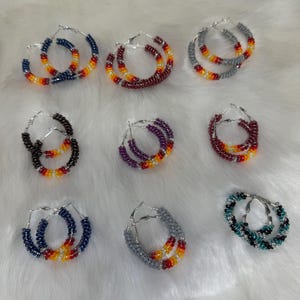 Wrapped beaded Hoop Earrings