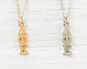 Delta Phi Epsilon Sorority Greek Lavalier Drop Necklace (D Phi E, Deeph, Deepher, ΔΦΕ)