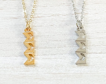 Sigma Sigma Sigma Sorority Greek Lavalier Drop Necklace (Tri Sigma, ΣΣΣ)