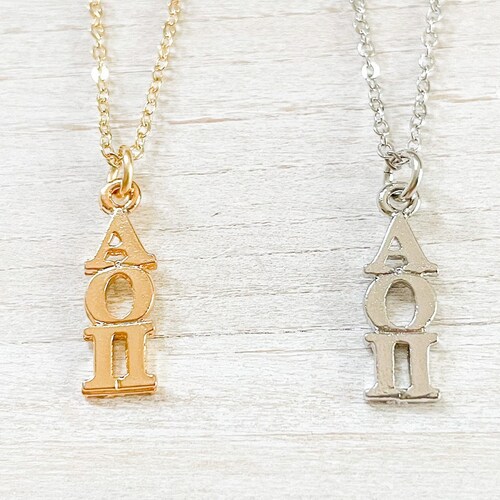 Alpha Omicron Pi Sorority Greek Lavalier Drop Necklace alpha Etsy