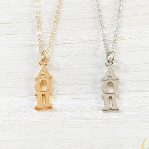 Alpha Omicron Pi Sorority Greek Lavalier Drop Necklace (Alpha O, AOII, ΑΟΠ)