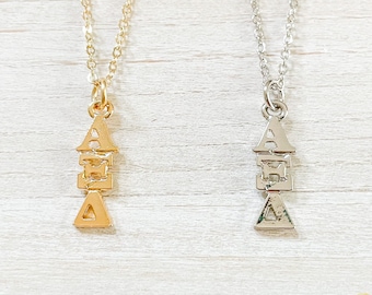 Alpha Xi Delta Greek Lavalier Drop Necklace (Alpha Xi, AXiD, ΑΞΔ)