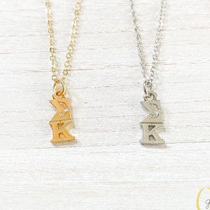 Sigma Kappa Sorority Greek Lavalier Drop Necklace (ΣΚ)
