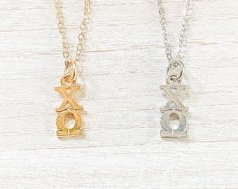 Chi Omega Sorority Greek Lavalier Drop Necklace (Chi O, XO, XΩ)