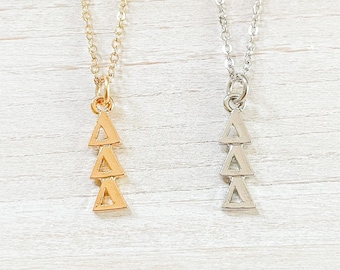 Delta Delta Delta Sorority Greek Lavalier Drop Necklace (Tri Delta, DDD, ΔΔΔ)