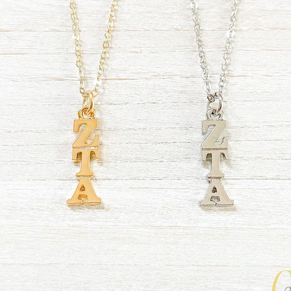 Zeta Tau Alpha Sorority Greek Lavalier Drop Necklace (Zeta, ZTA)