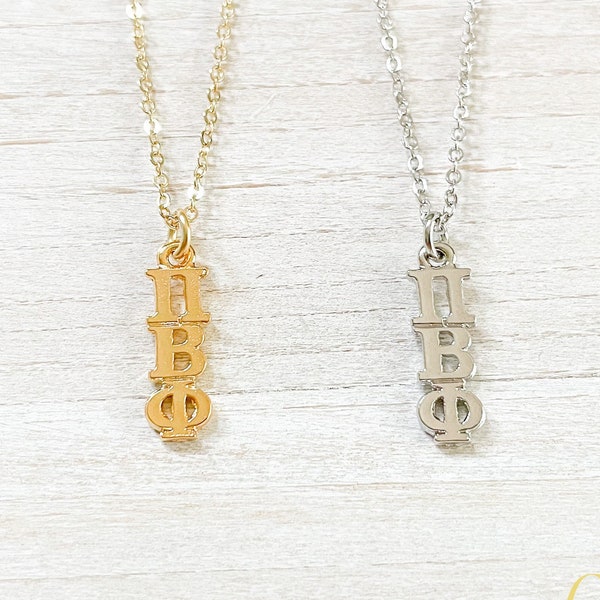 Pi Beta Phi Sorority Greek Lavalier Drop Necklace (Pi Phi, ΠΒΦ)