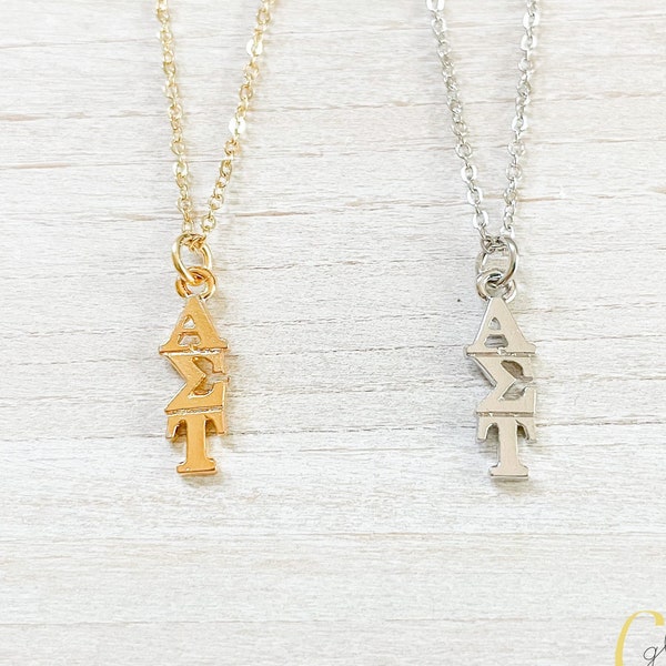 Alpha Sigma Tau Sorority Greek Lavalier Drop Necklace (Alpha Tau, ΑΣΤ)