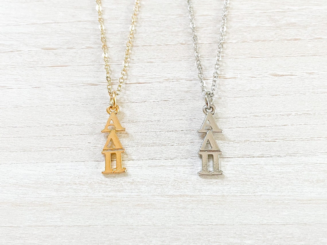 Alpha Delta Pi Sorority Greek Lavalier Drop Necklace Etsy
