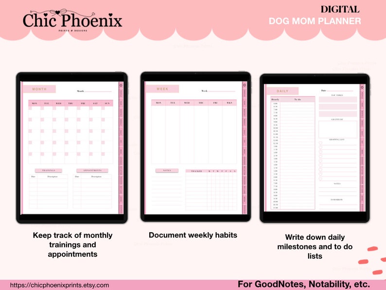 Dog Mom Planner, Goodnotes Puppy Planner, Pet Organization, Vettracker