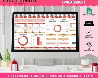 Digital Christmas Planner Spreadsheet, Gifts Tracker, Holiday Planner, Google Sheet Budget, Cards Tracker