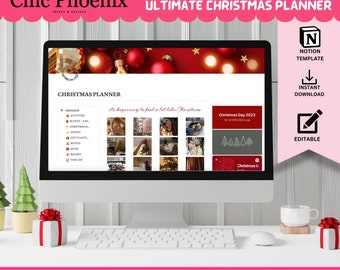 Notion Christmas Planner, Budget Gift Tracker Menu Decorating Planner, Digitale Christmas Coutdown Planner