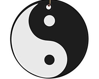 Ying Yang Christmas Ornament - 3" Circle Ceramic Ornament - Yin Yang Decorations - Yin Yang Gifts