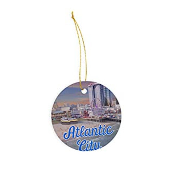 Atlantic City Ceramic Ornament - Christmas Decorations - 3" Circle Ceramic Ornament