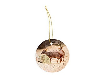Southern Pudu Scientifically Named Pudu Pudu Ceramic Ornament - Christmas Decorations - 3&quot; Circle Ceramic Ornament