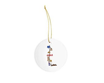 Chile Ceramic Ornament - Christmas Decorations - 3&quot; Circle Ceramic Ornament